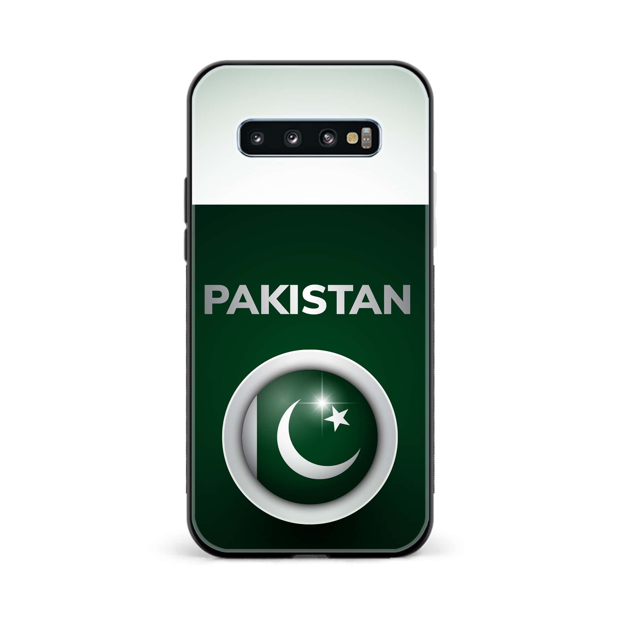 Galaxy S10 Plus - Pakistani Flag Series - Premium Printed Glass soft Bumper shock Proof Case