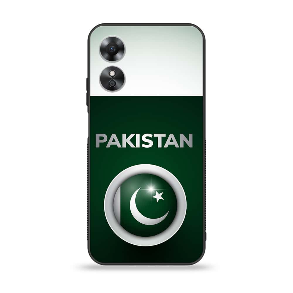 OPPO A17 - Pakistani Flag Series - Premium Printed Glass soft Bumper shock Proof Case