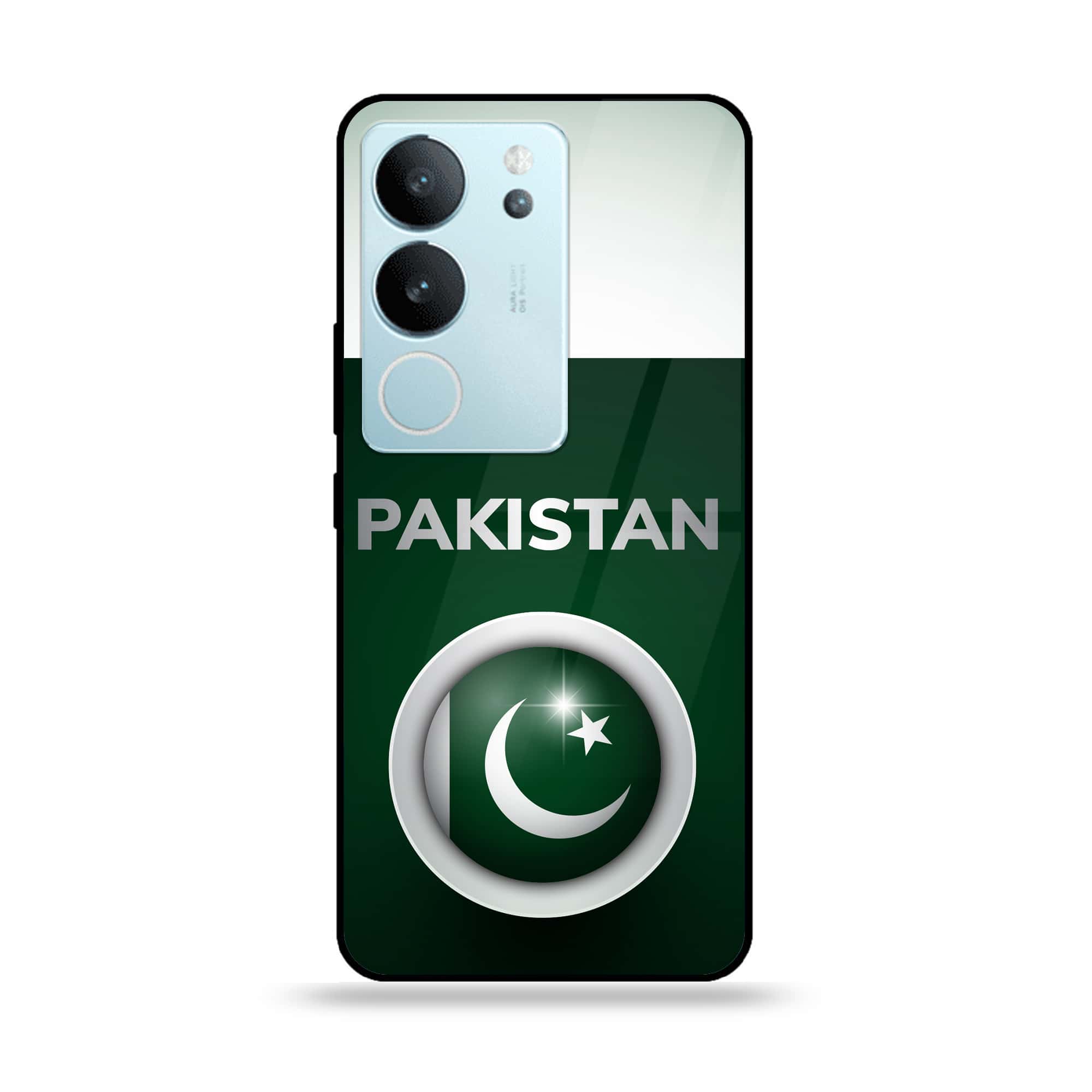 Vivo V29 - Pakistani Flag Series - Premium Printed Glass soft Bumper shock Proof Case