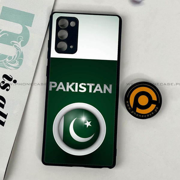 Samsung Galaxy Note 20 - Pakistani Flag Design 7 - Premium Printed Glass soft Bumper shock Proof Case CS-35951