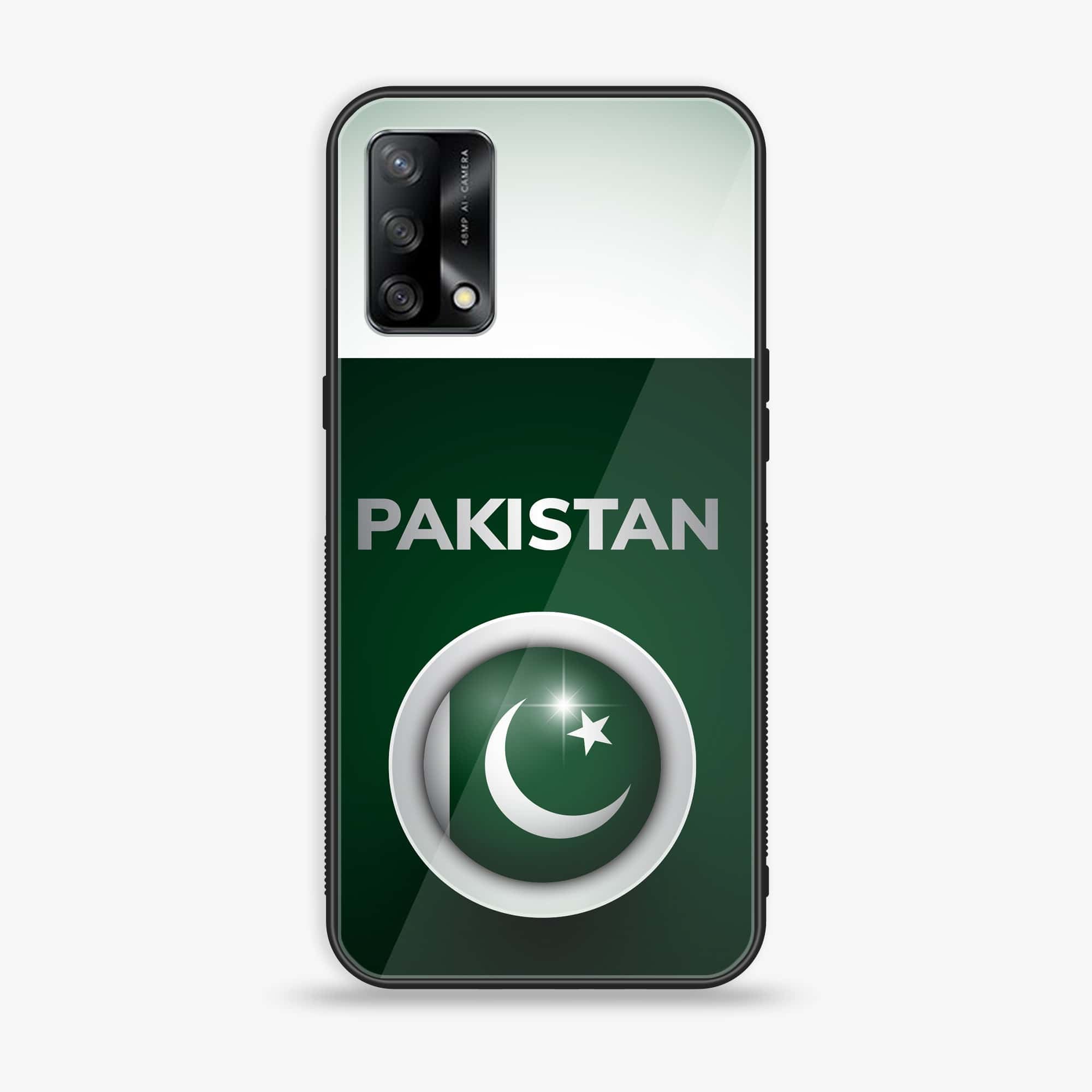 Oppo F19 - Pakistani Flag Series - Premium Printed Glass soft Bumper shock Proof Case