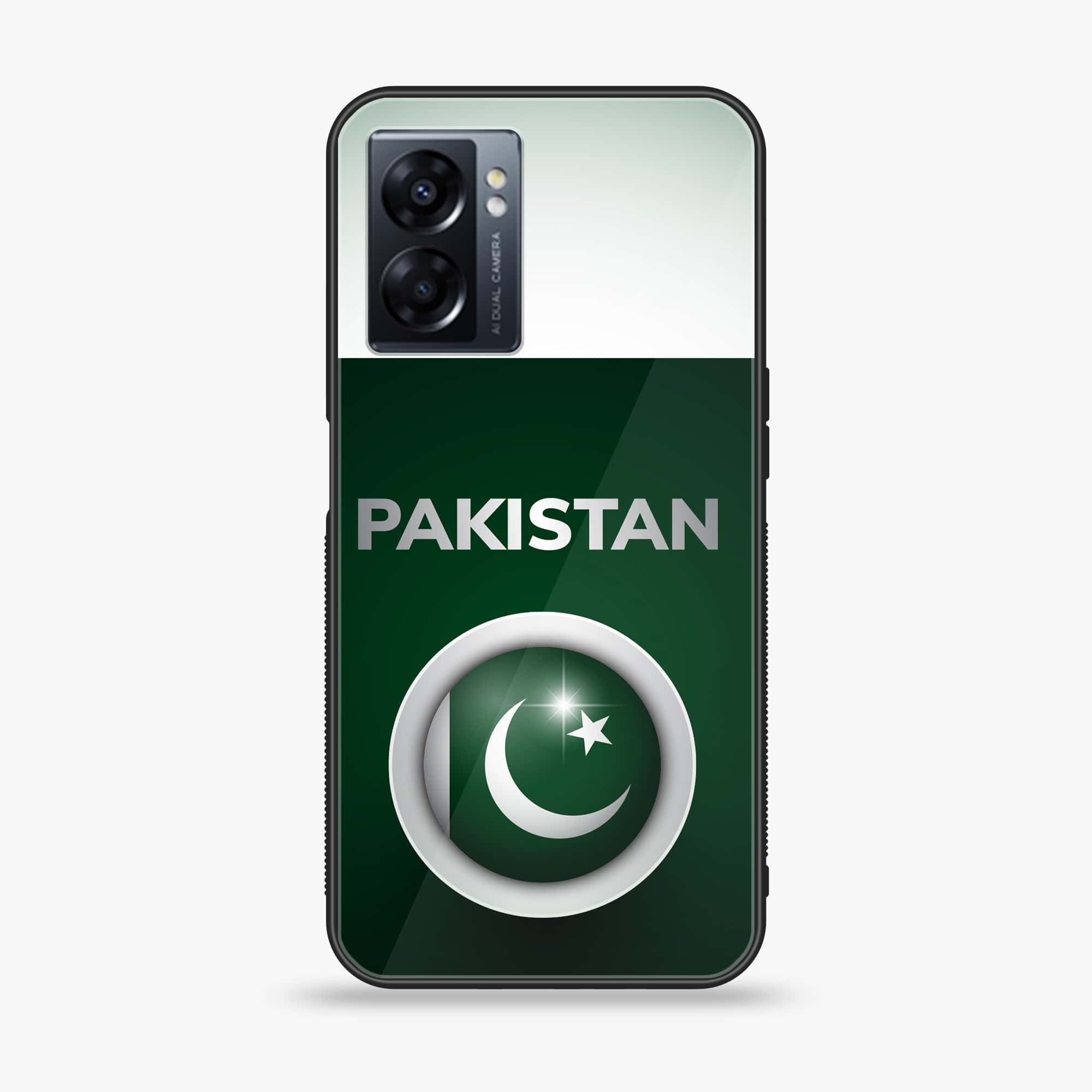 Oppo A77 4G - Pakistani Flag Series - Premium Metal Printed soft Bumper shock Proof Case