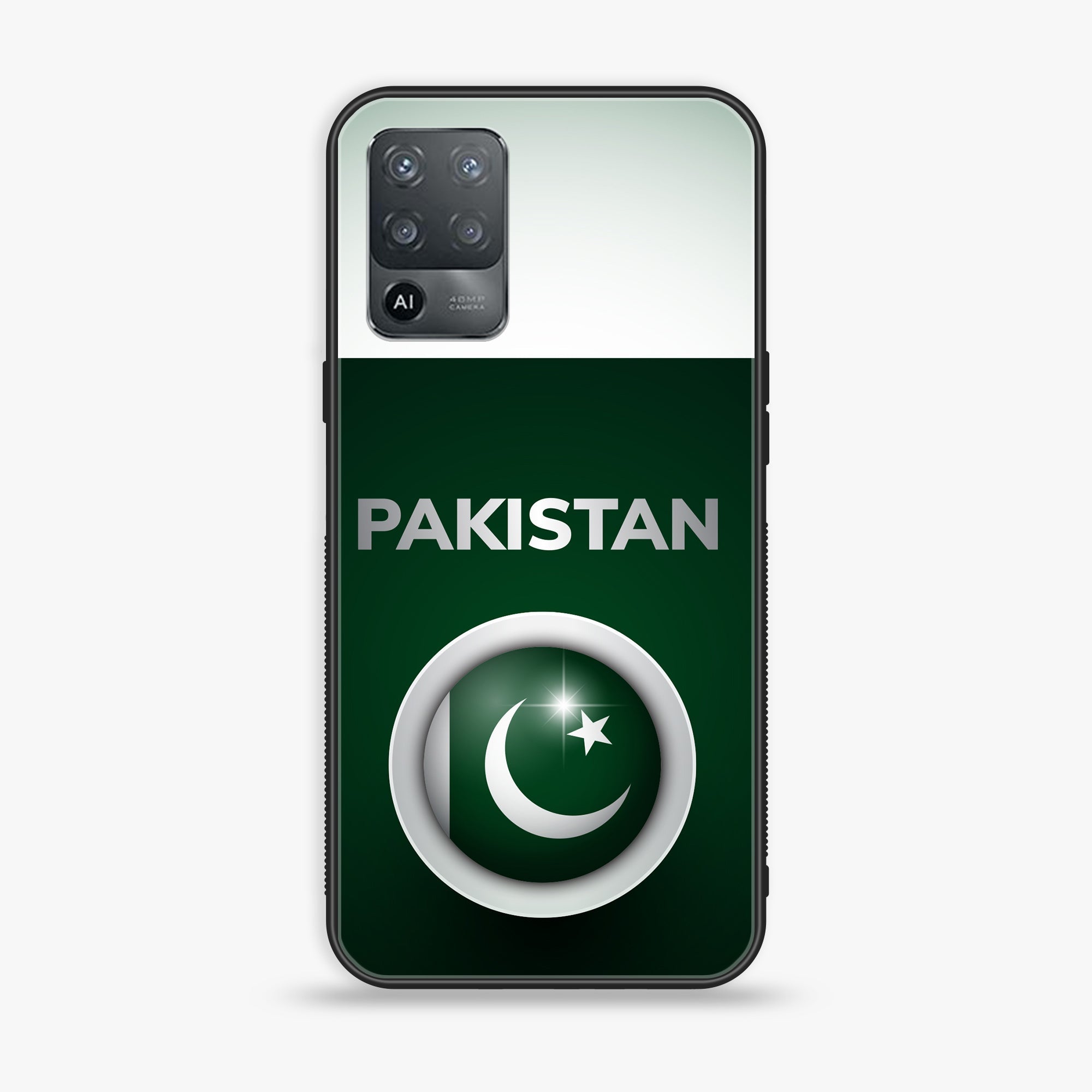Oppo Reno 5 Lite - Pakistani Flag Series - Premium Printed Glass soft Bumper shock Proof Case