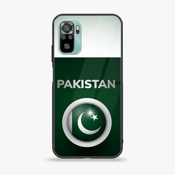 Xiaomi Redmi Note 10 - Pakistani Flag Design 7 - Premium Printed Glass soft Bumper shock Proof Case CS-44404