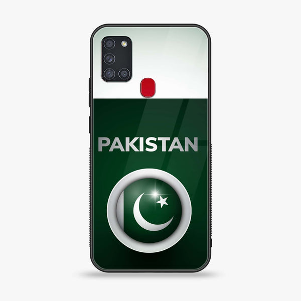 Samsung Galaxy A21s - Pakistani Flag Design 7 - Premium Printed Glass soft Bumper shock Proof Case CS-15172