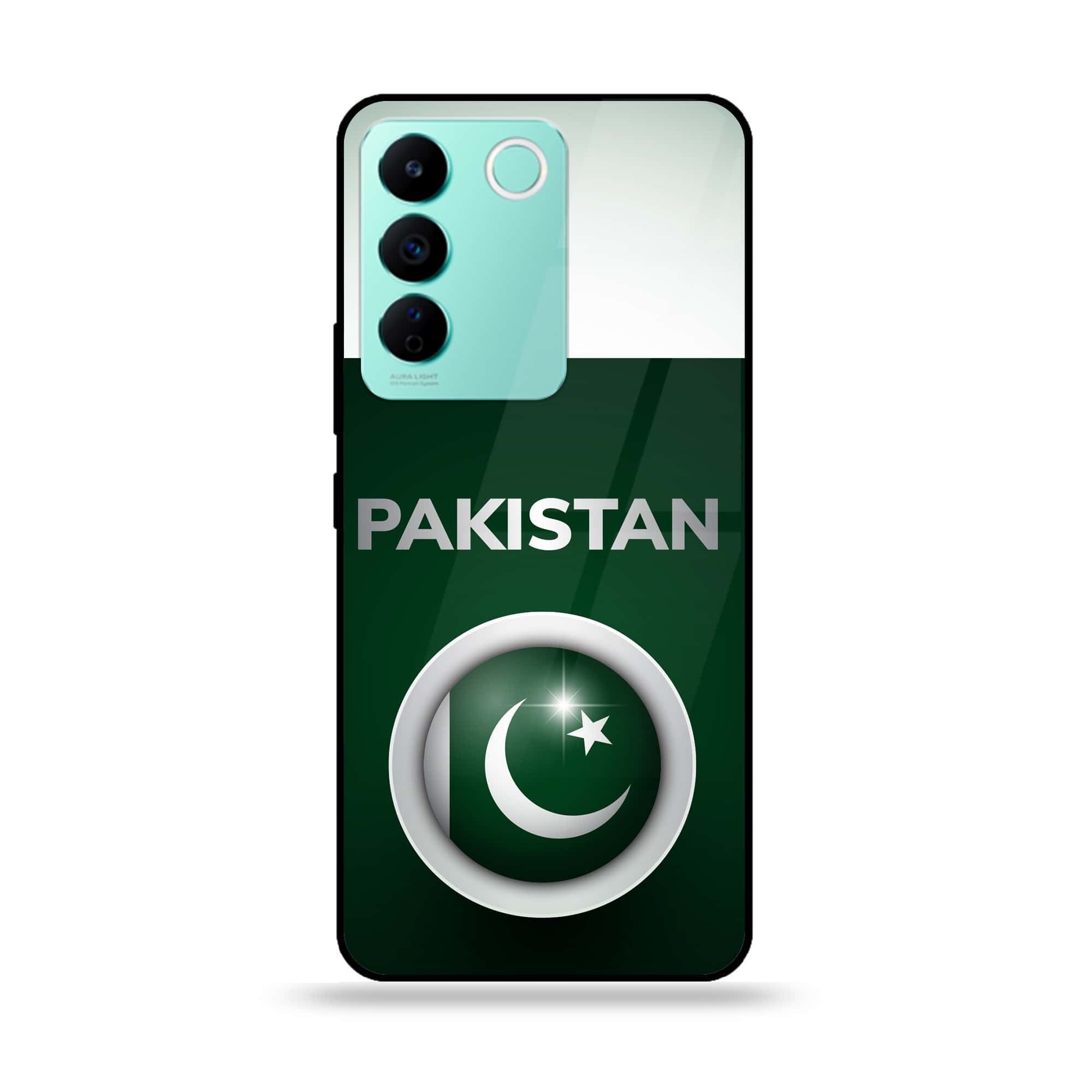 Vivo V27E - Pakistani Flag Series - Premium Printed Glass soft Bumper shock Proof Case