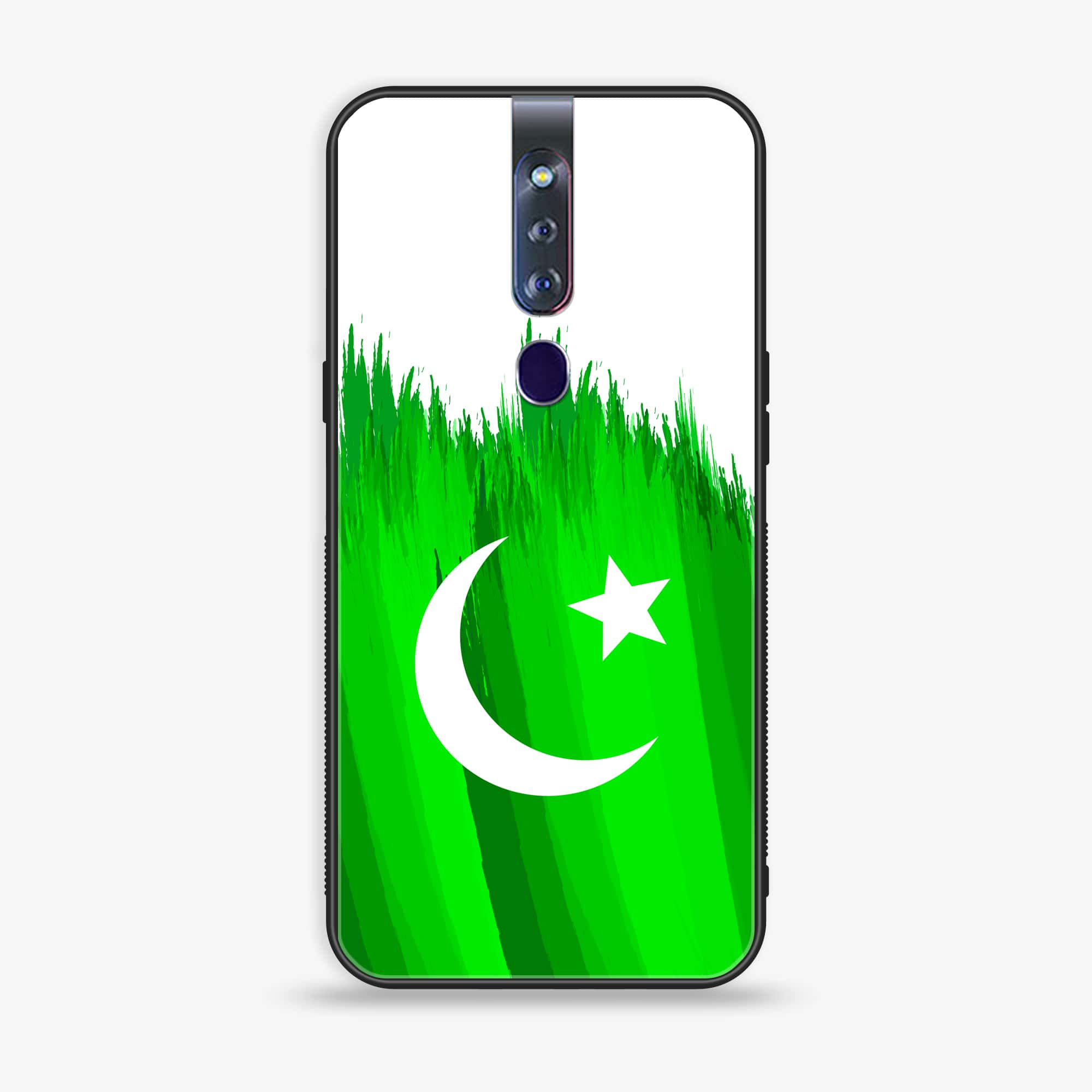 Oppo F11 Pro Pakistani Flag Series Premium Printed Glass soft Bumper shock Proof Case