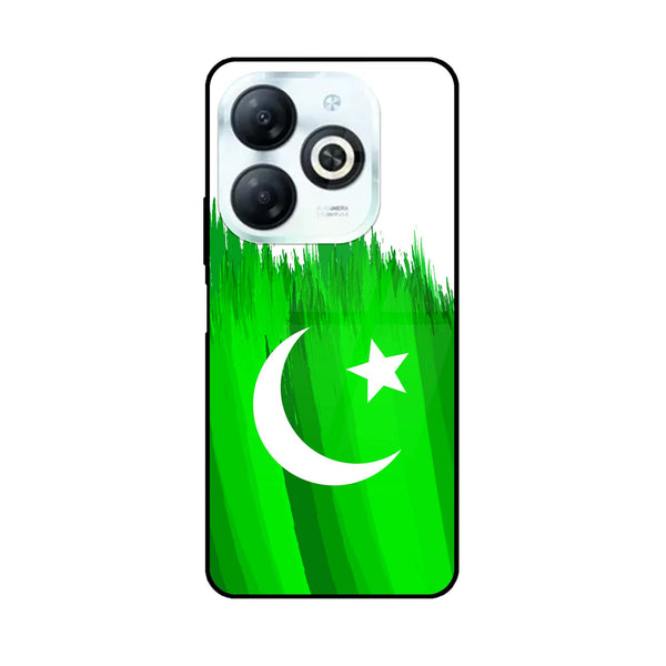 Tecno Spark GO 2024 / Infinix Smart 8 / Infinix hot 40i / Spark 20 / 20c / POP 8- Pakistani Flag Design 6  - Premium Printed Glass soft Bumper shock Proof Case CS-27669