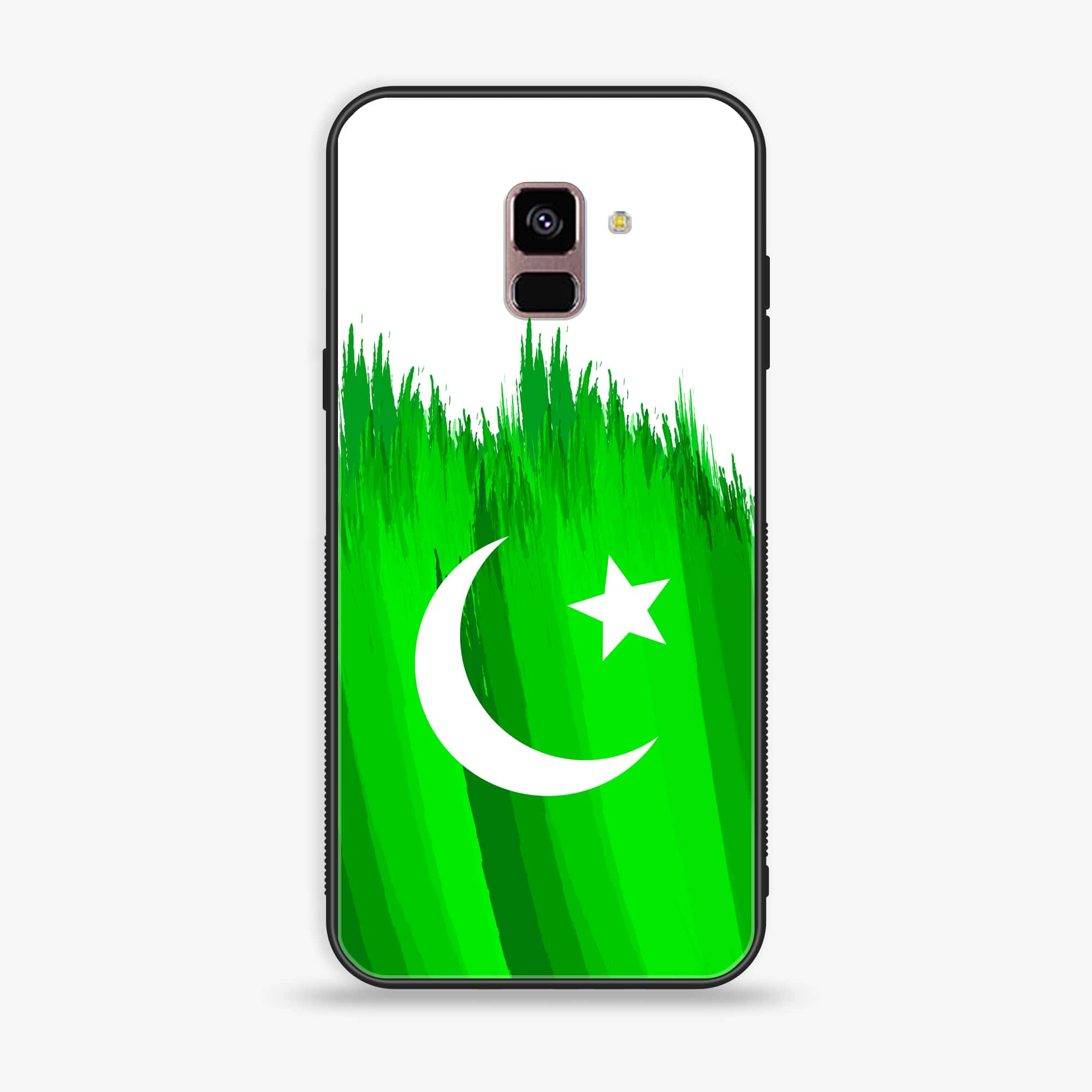 Samsung Galaxy A8+ (2018) - Pakistani Flag Series - Premium Printed Glass soft Bumper shock Proof Case