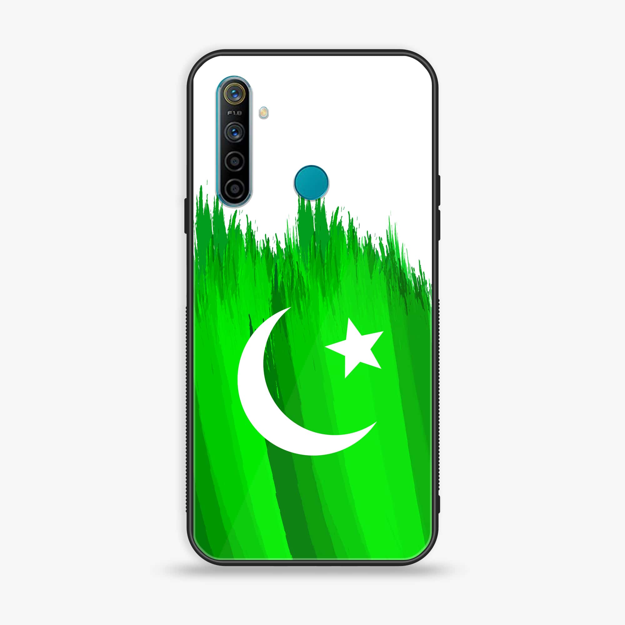 Realme 5i Pakistani Flag Series Premium Printed Glass soft Bumper shock Proof Case