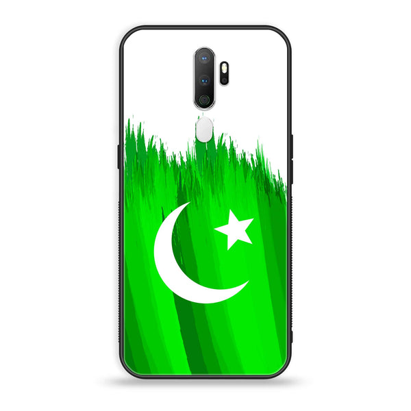 OPPO A5 2020/ OPPO A9 2020  Pakistani Flag Design 1 Premium Printed Glass soft Bumper shock Proof Case CS-41105