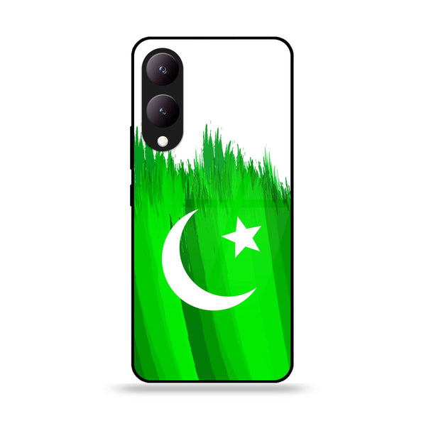 Vivo Y17S - Pakistani Flag Design 6  - Premium Printed Glass soft Bumper shock Proof Case  CS-26016