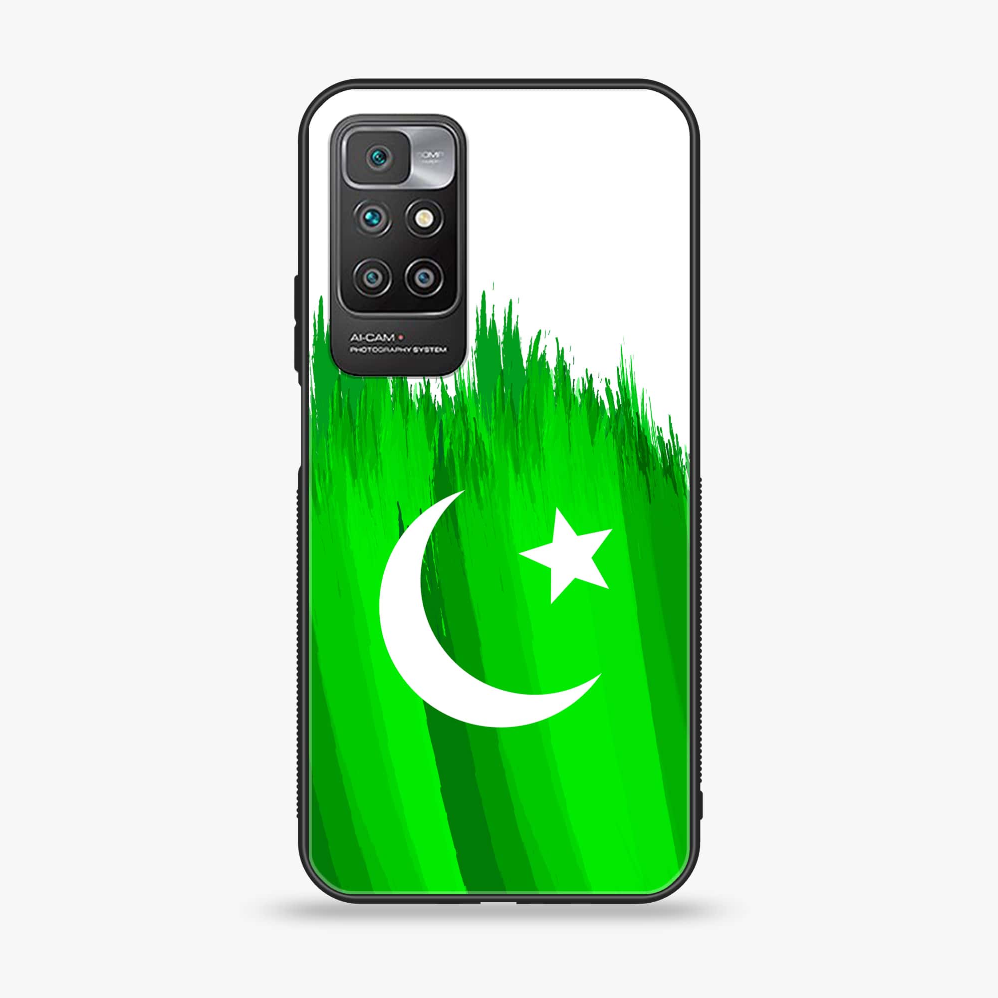 Redmi 10 - Pakistani Flag Series - Soft Bumper shock Proof Glass Case
