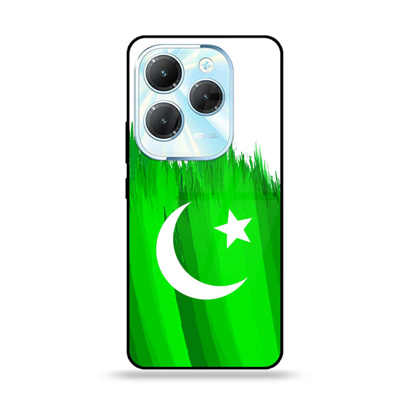 Infinix Hot 40/Hot 40 Pro - Pakistani Flag Design 6  - Premium Printed Glass soft Bumper shock Proof Case CS-14829