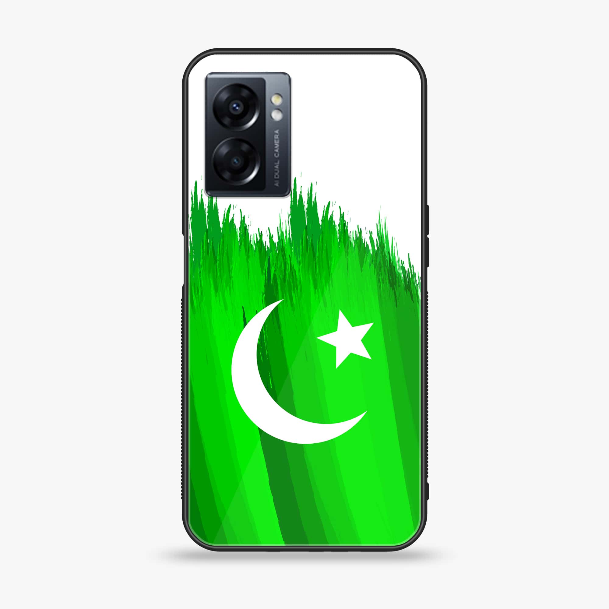 Oppo A77 4G - Pakistani Flag Series - Premium Metal Printed soft Bumper shock Proof Case