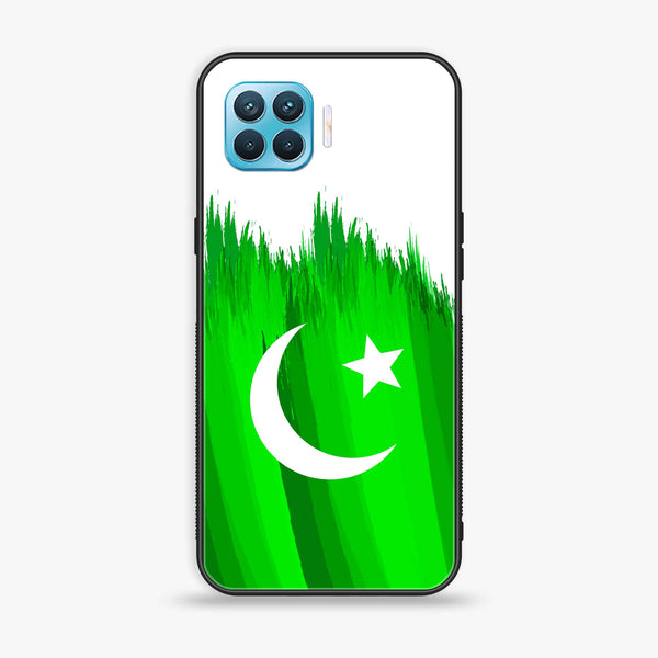 Oppo F17 - Pakistani Flag Design 6 - Premium Printed Glass soft Bumper shock Proof Case CS-15814