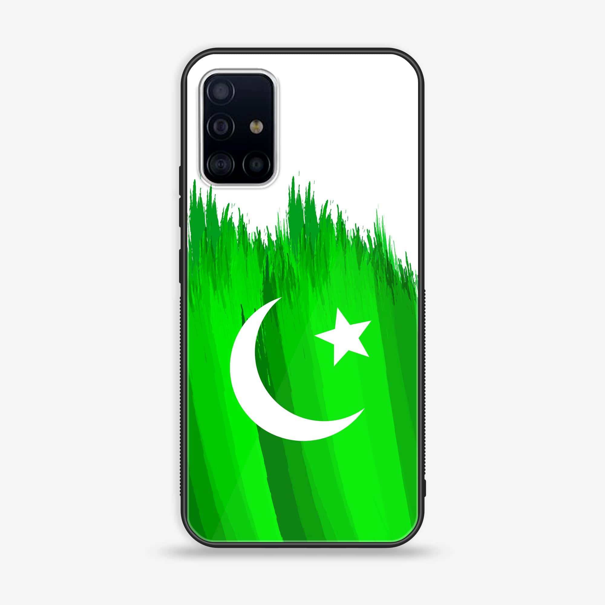 Samsung Galaxy A71 Pakistani Flag Series Premium Printed Glass soft Bumper shock Proof Case