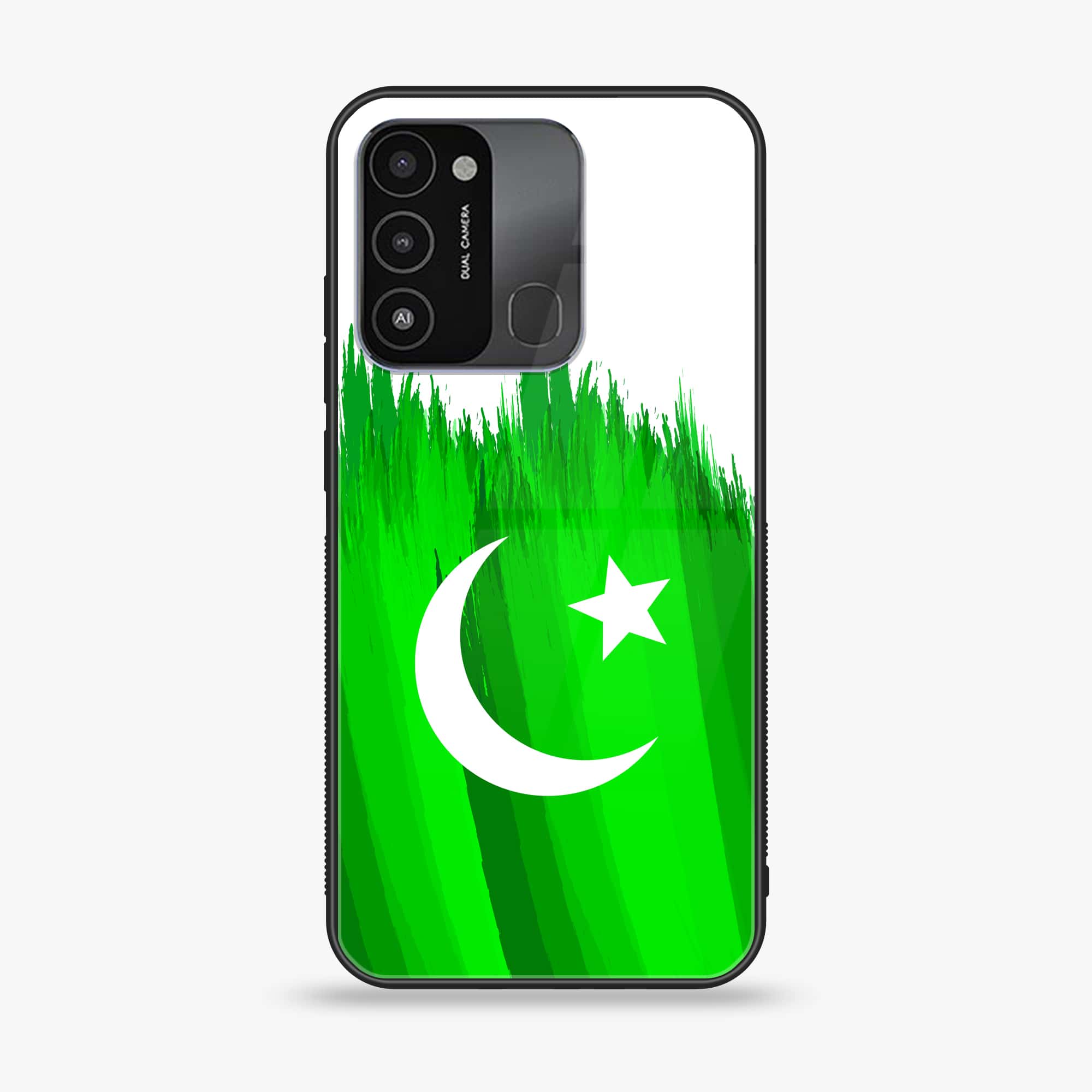 Tecno Spark 8C Pakistani Flag Series Premium Printed Glass soft Bumper shock Proof Case