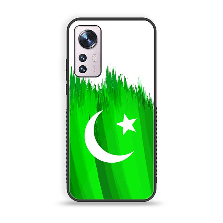 Xiaomi 12X Pakistani Flag Design 6 Premium Printed Glass soft Bumper shock Proof Case CS-47258