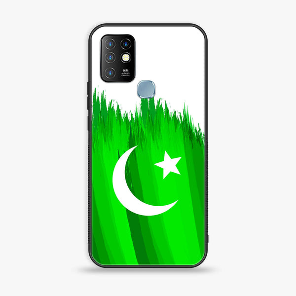 Infinix Hot 10 - Pakistani Flag Design 6- Premium Printed Glass soft Bumper shock Proof Case CS-12867