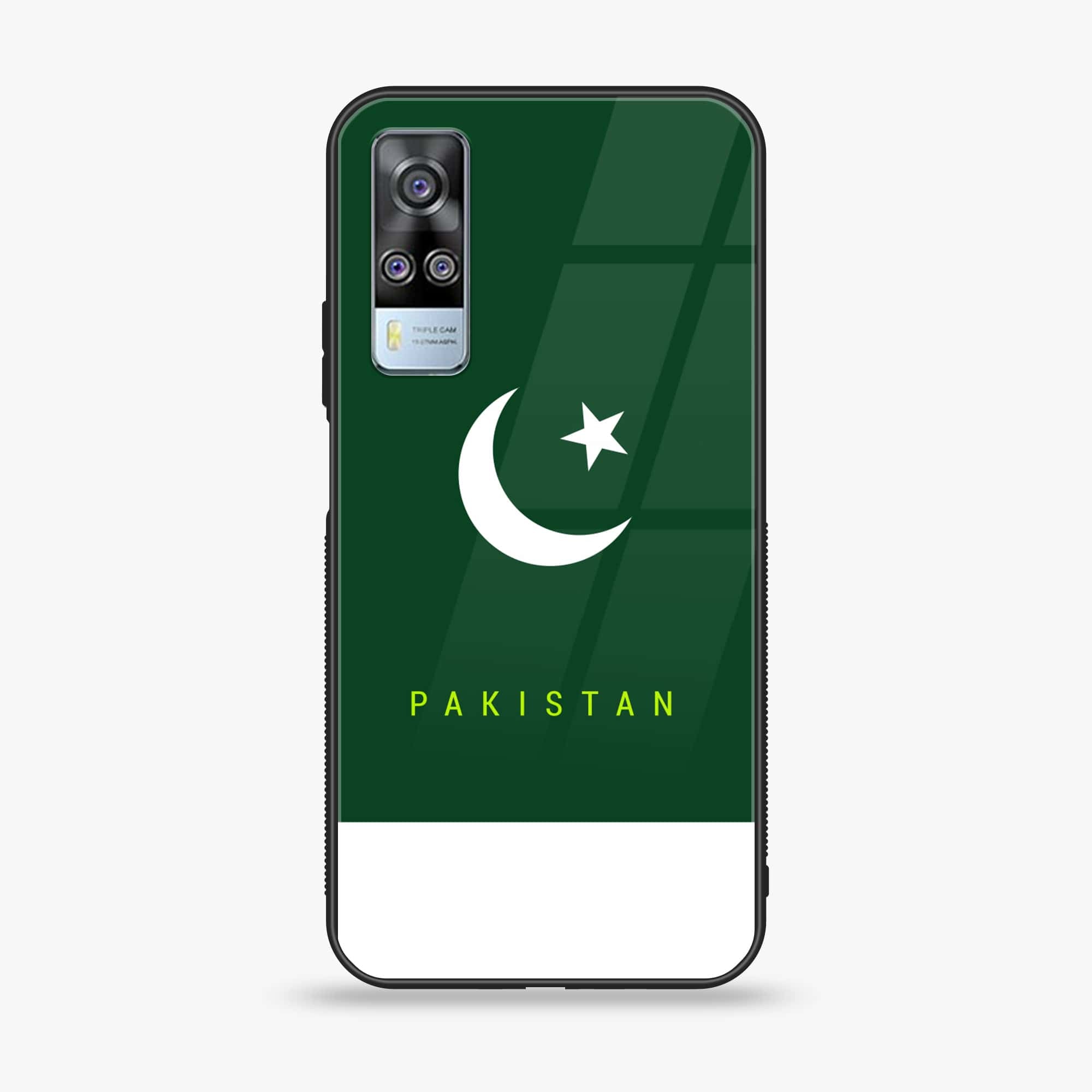 Vivo Y51 2020 - Pakistani Flag Series - Premium Printed Glass soft Bumper shock Proof Case