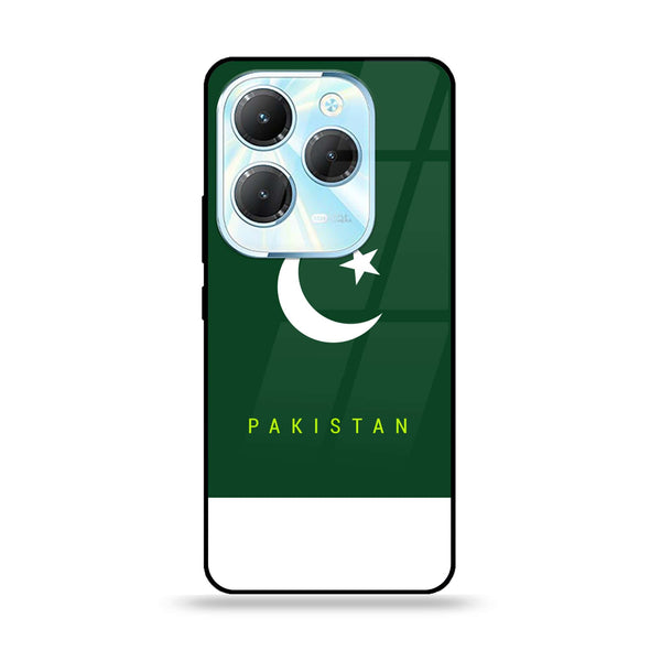 Infinix Hot 40 - Pakistani Flag Design 5 - Premium Printed Glass soft Bumper shock Proof Case CS-8051 -CS-8052