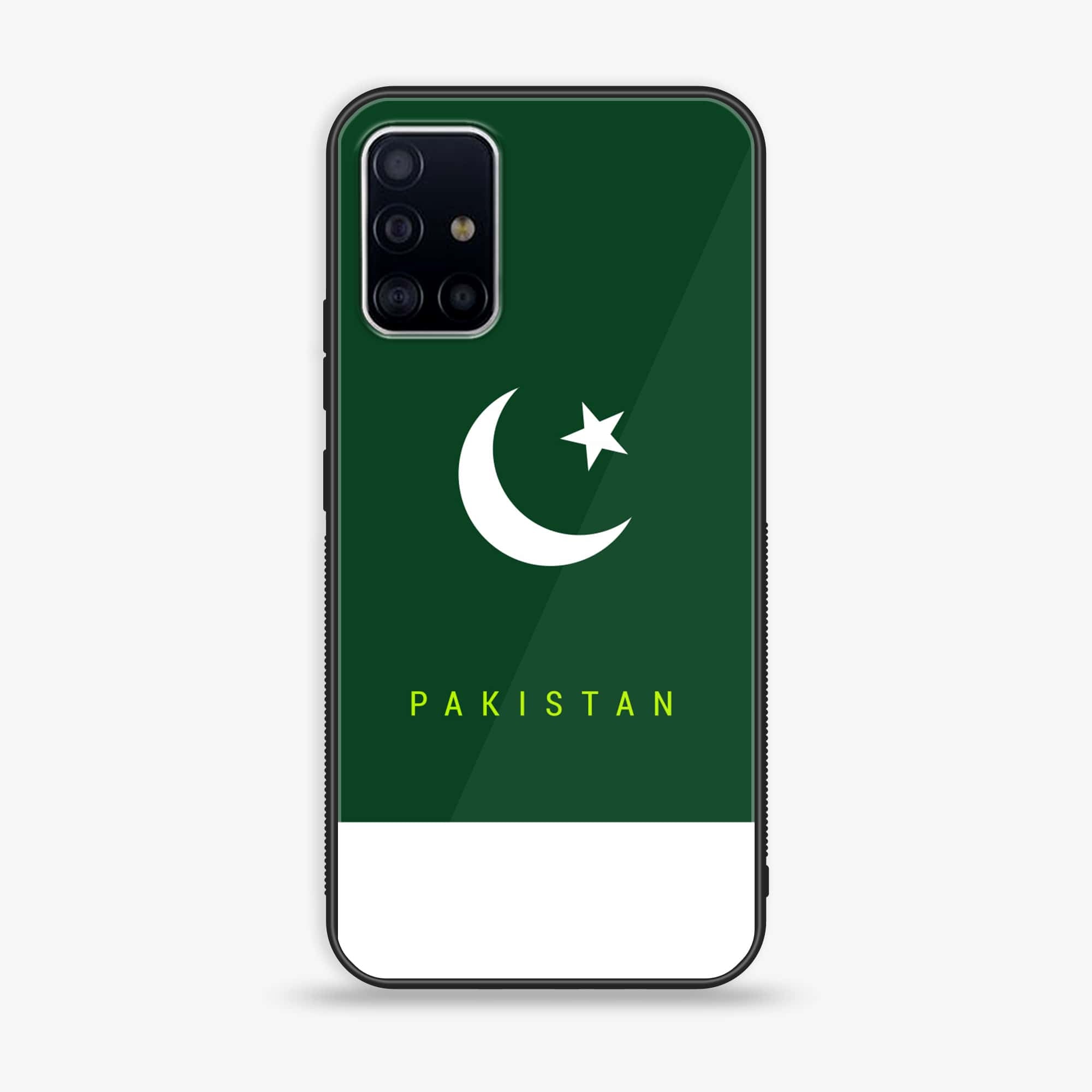 Samsung Galaxy A71 Pakistani Flag Series Premium Printed Glass soft Bumper shock Proof Case