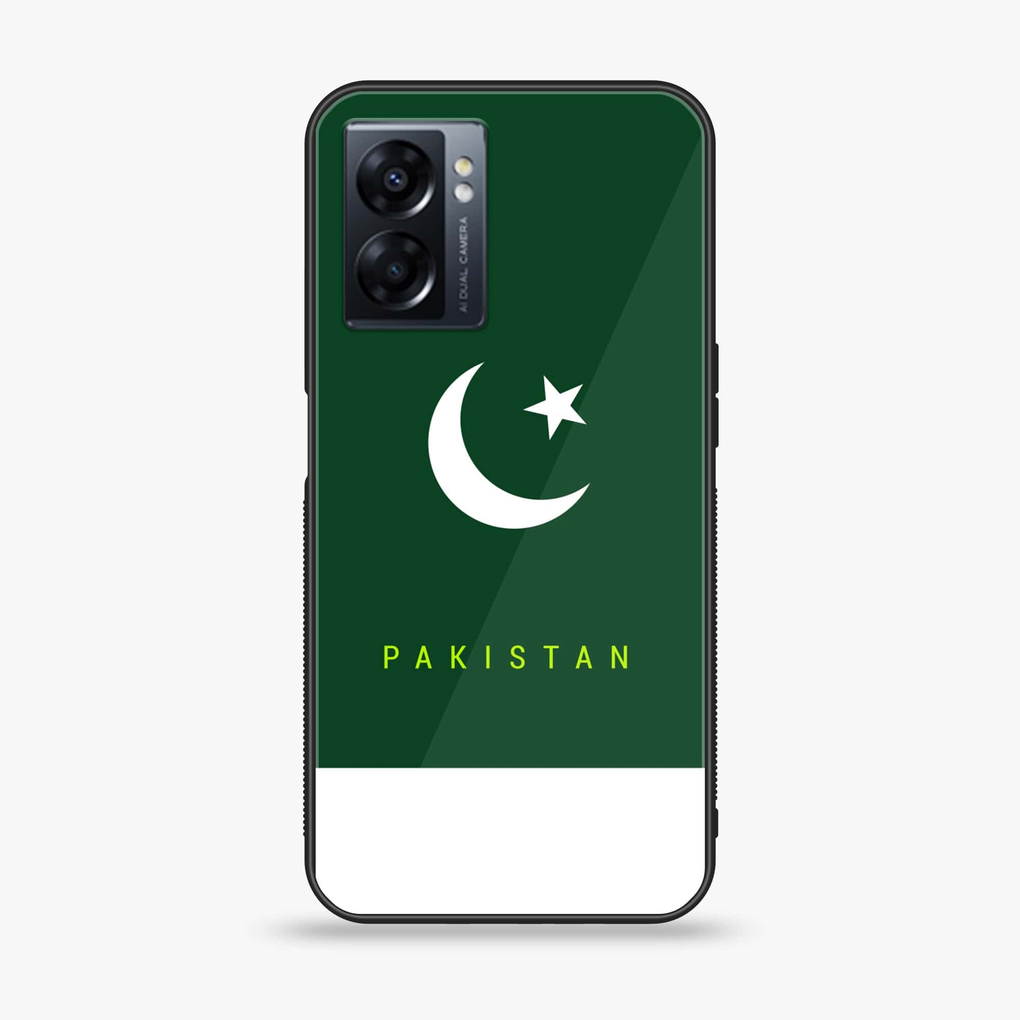 Oppo A77 4G - Pakistani Flag Series - Premium Metal Printed soft Bumper shock Proof Case