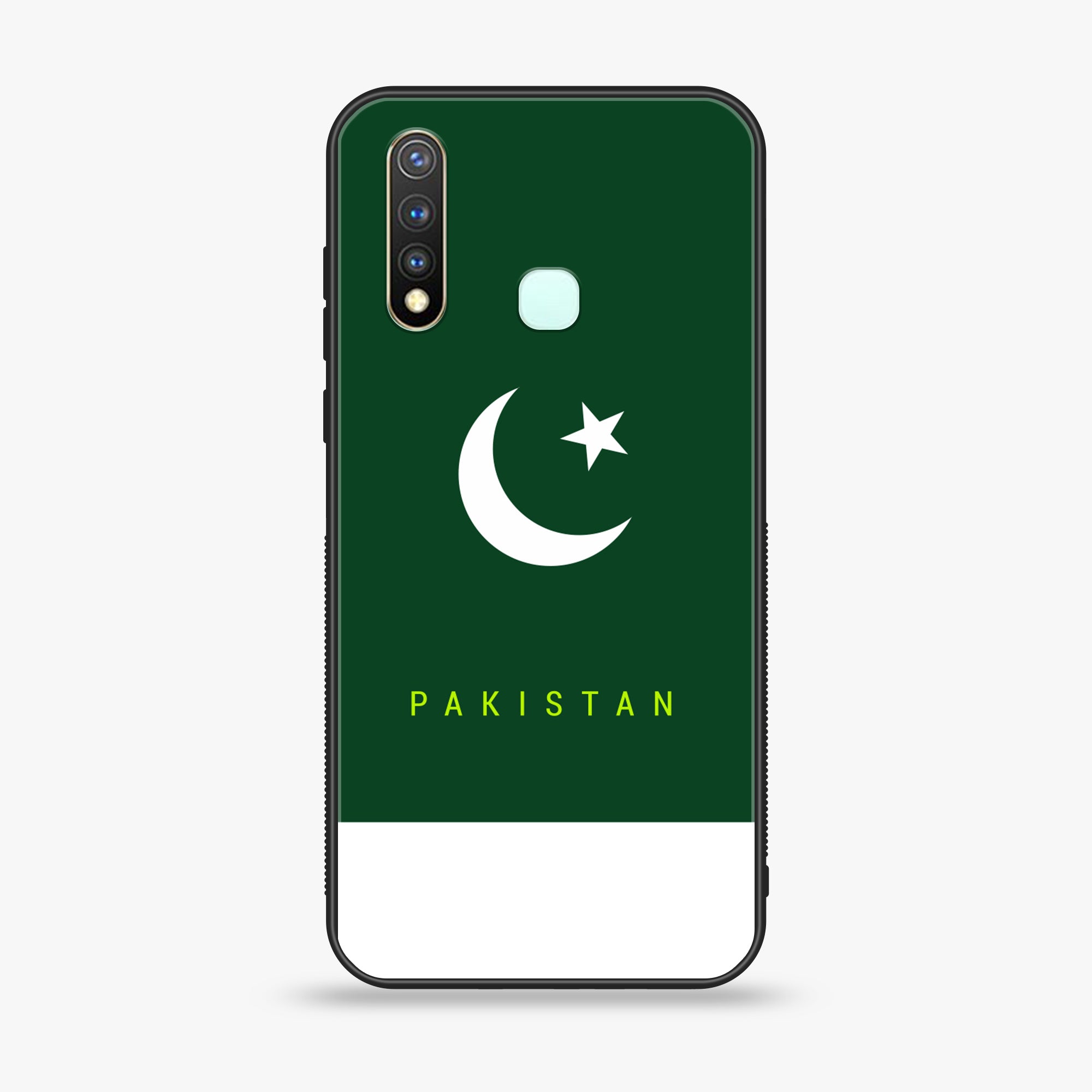 Vivo Y19 Pakistani Flag Series Premium Printed Glass soft Bumper shock Proof Case