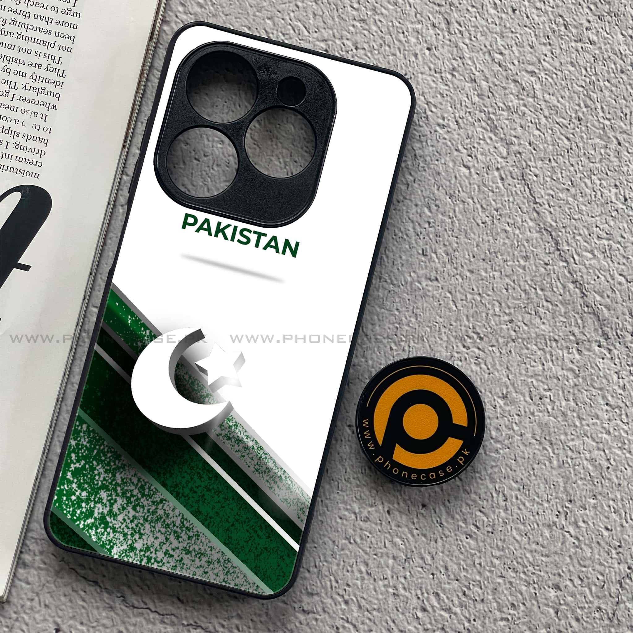 Tecno Spark 20C - Pakistani Flag Series - Premium Printed Glass soft Bumper shock Proof Case
