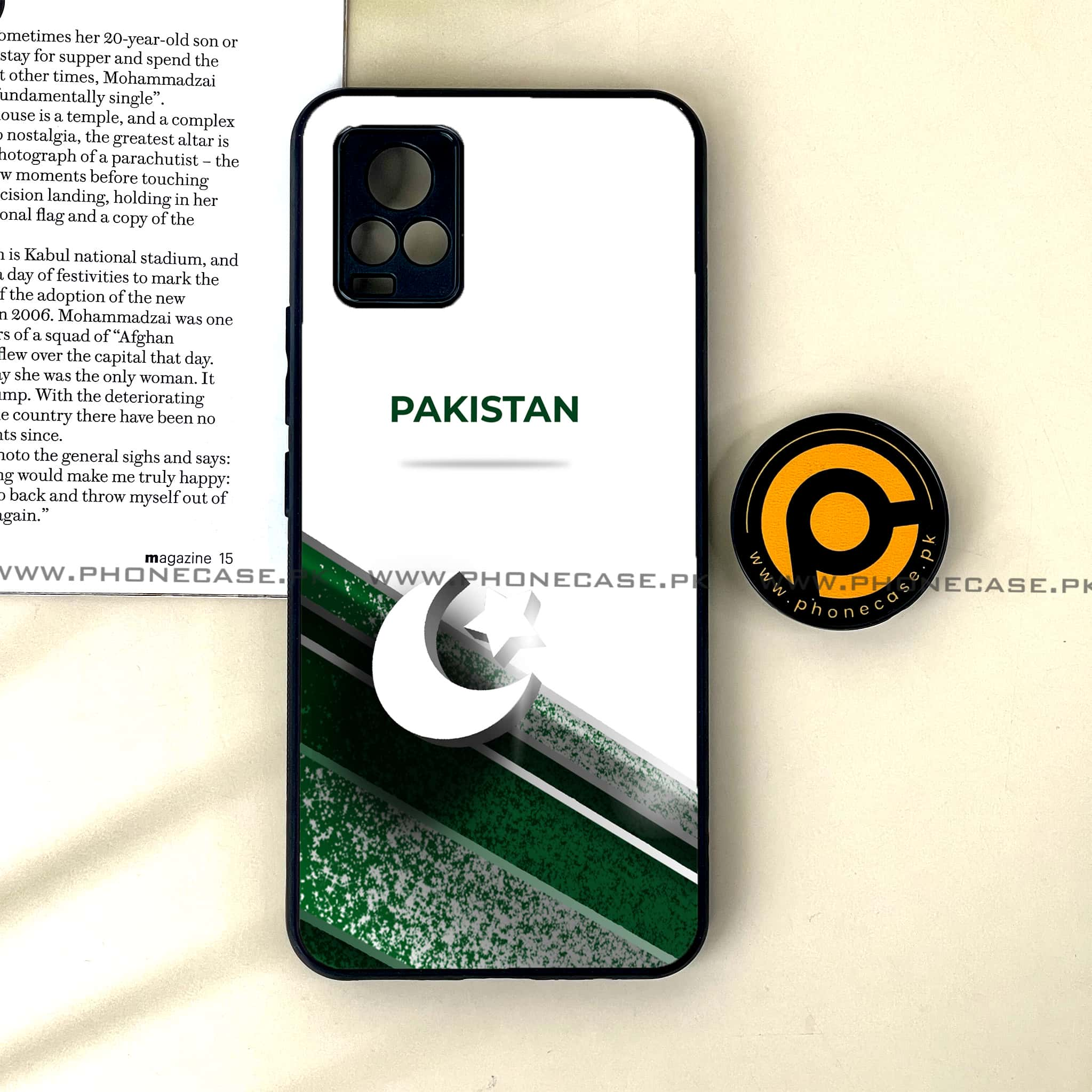 Vivo V20 - Pakistani Flag Series - Premium Printed Glass soft Bumper shock Proof Case