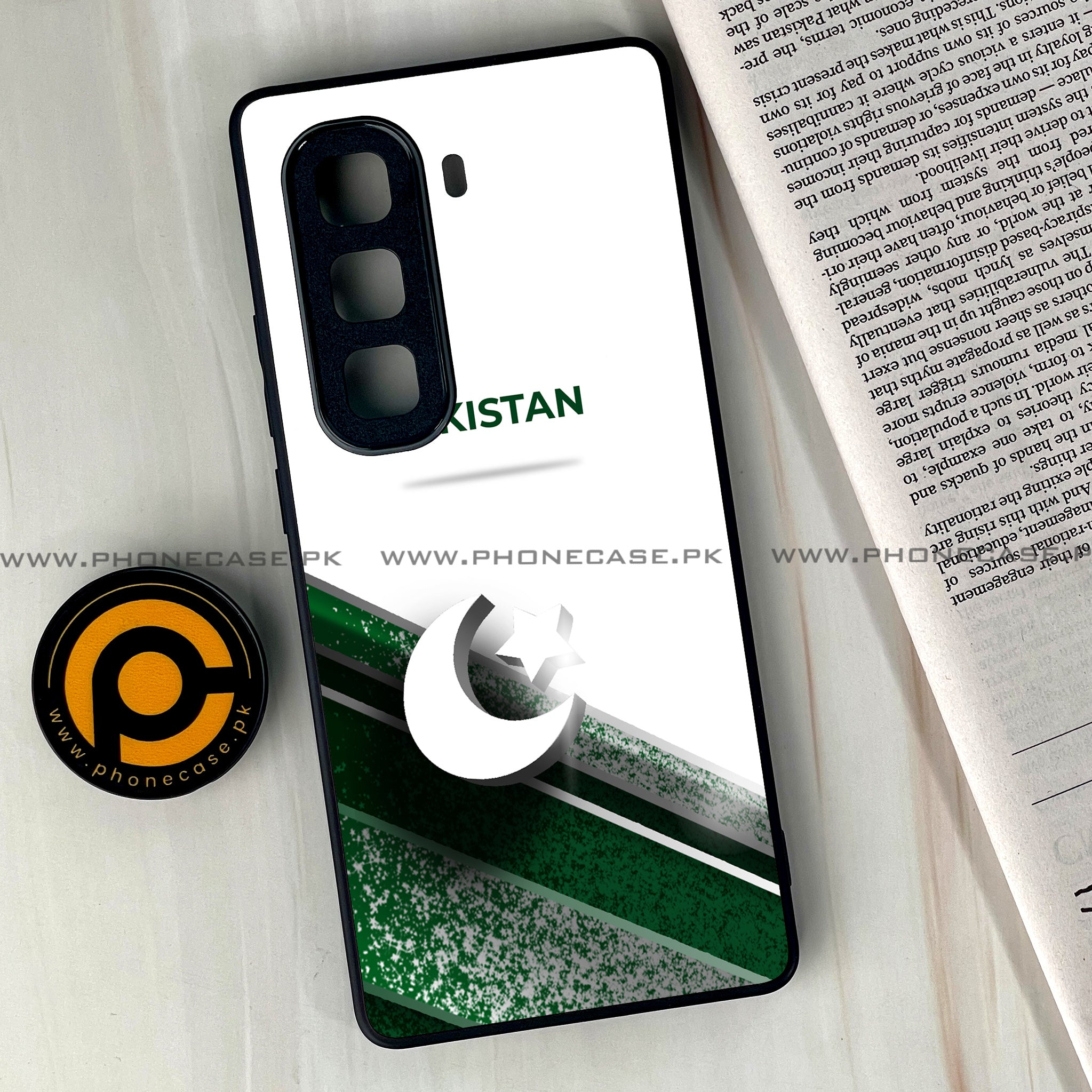 Infinix Hot 50 Pro Plus - Pakistani Flag Series - Premium Printed Glass soft Bumper shock Proof Case