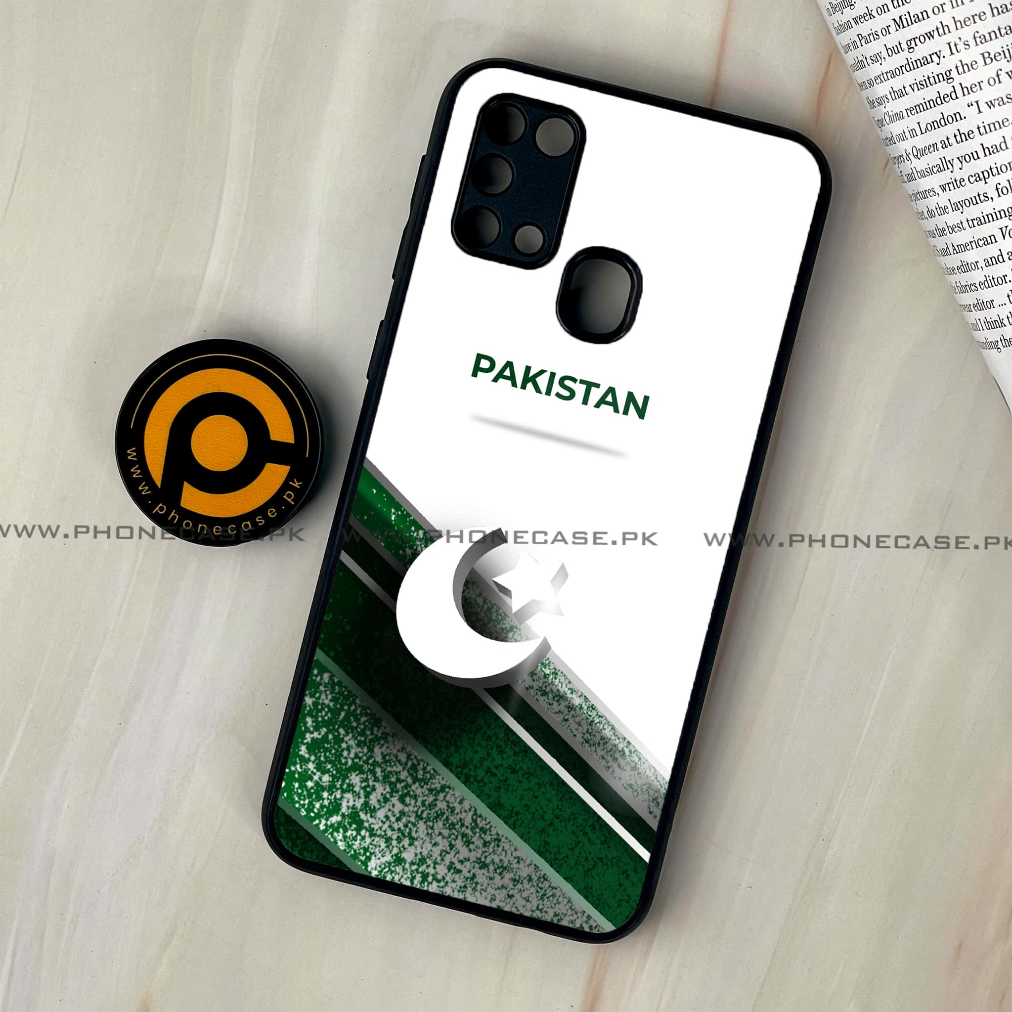 Galaxy M31 - Pakistani Flag Series - Premium Printed Glass soft Bumper shock Proof Case