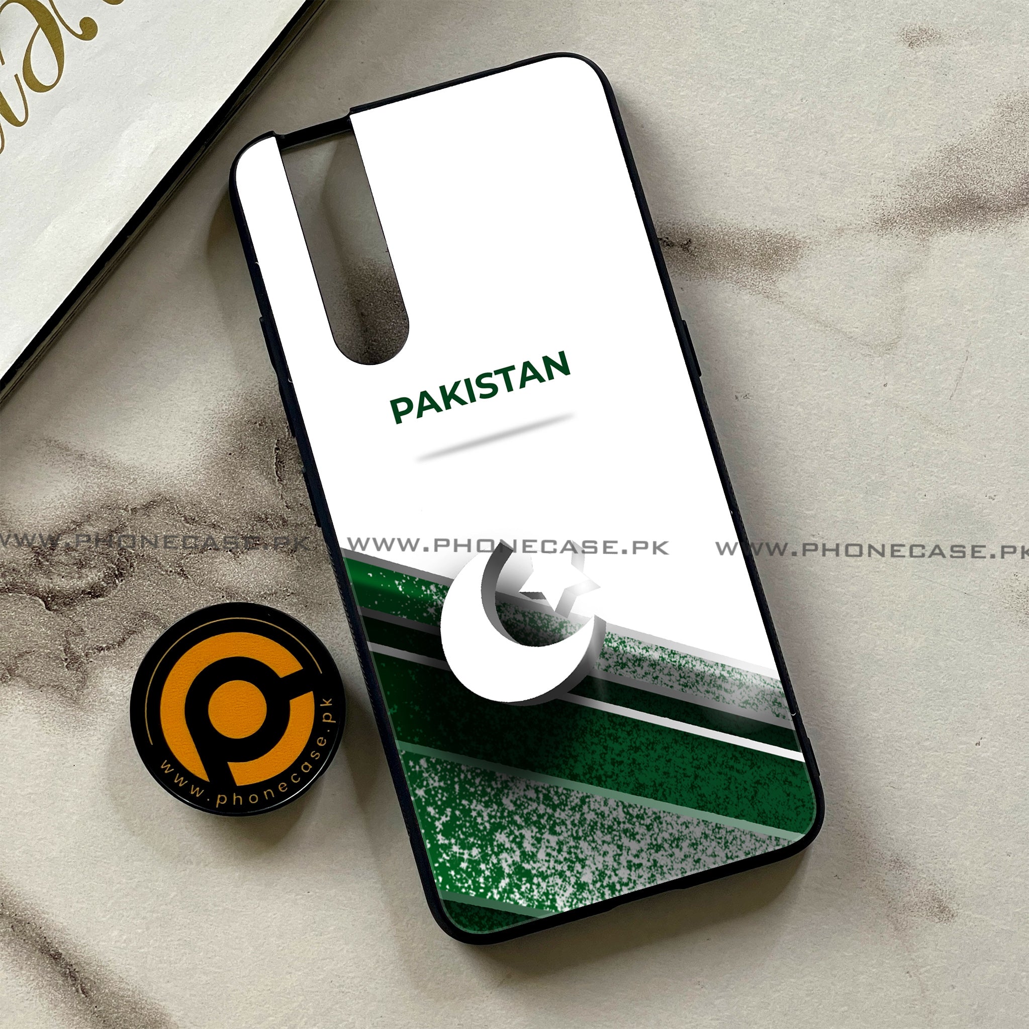 Vivo V15 Pro - Pakistani Flag Series - Premium Printed Glass soft Bumper shock Proof Case