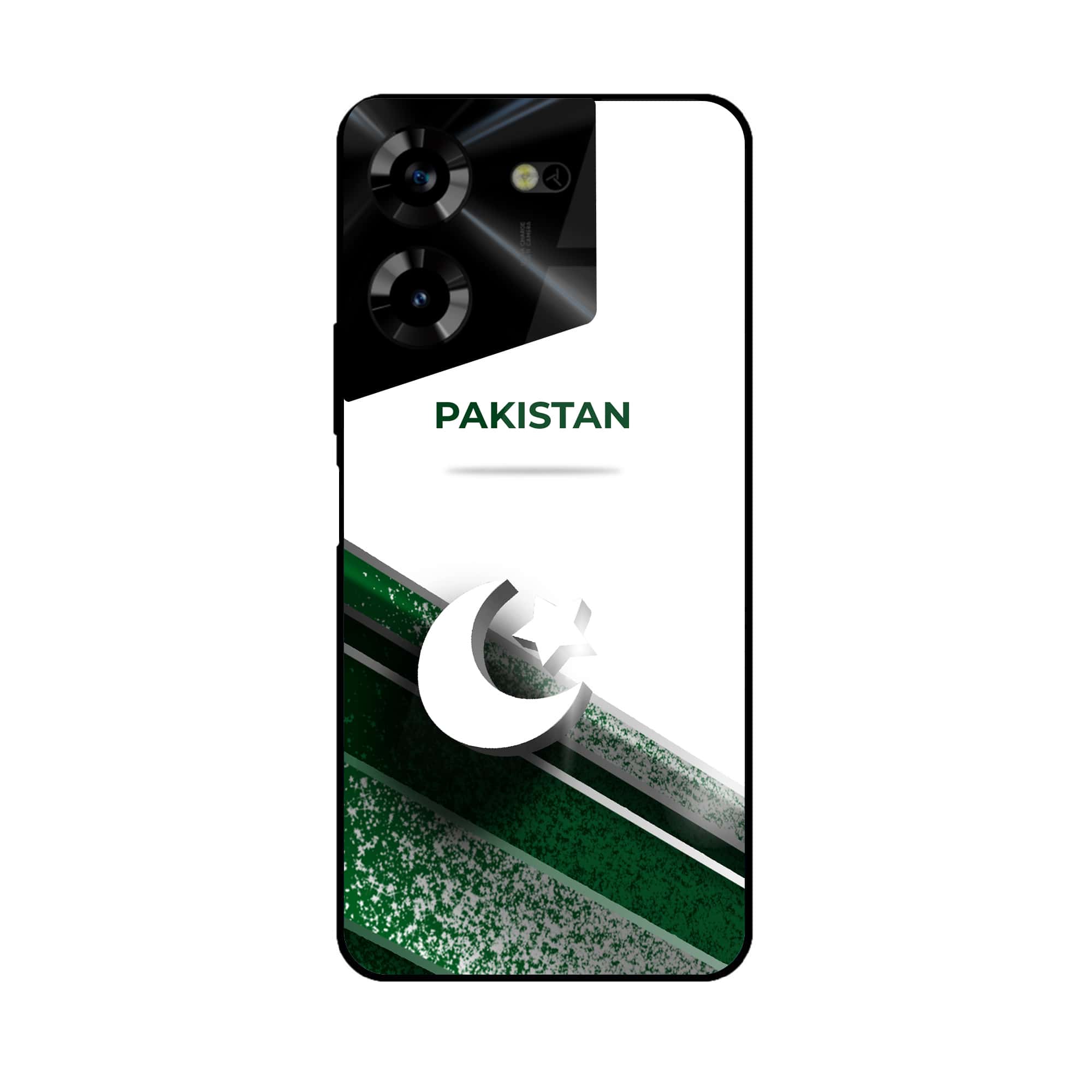 Tecno Pova 5 - Pakistani Flag Series - Premium Printed Glass soft Bumper shock Proof Case
