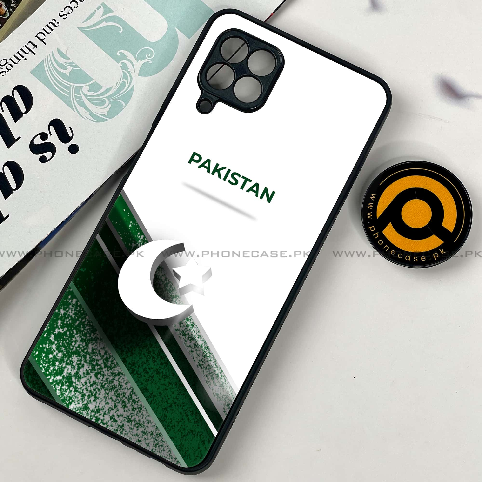 Samsung Galaxy A22 - Pakistani Flag Series - Premium Printed Glass soft Bumper shock Proof Case