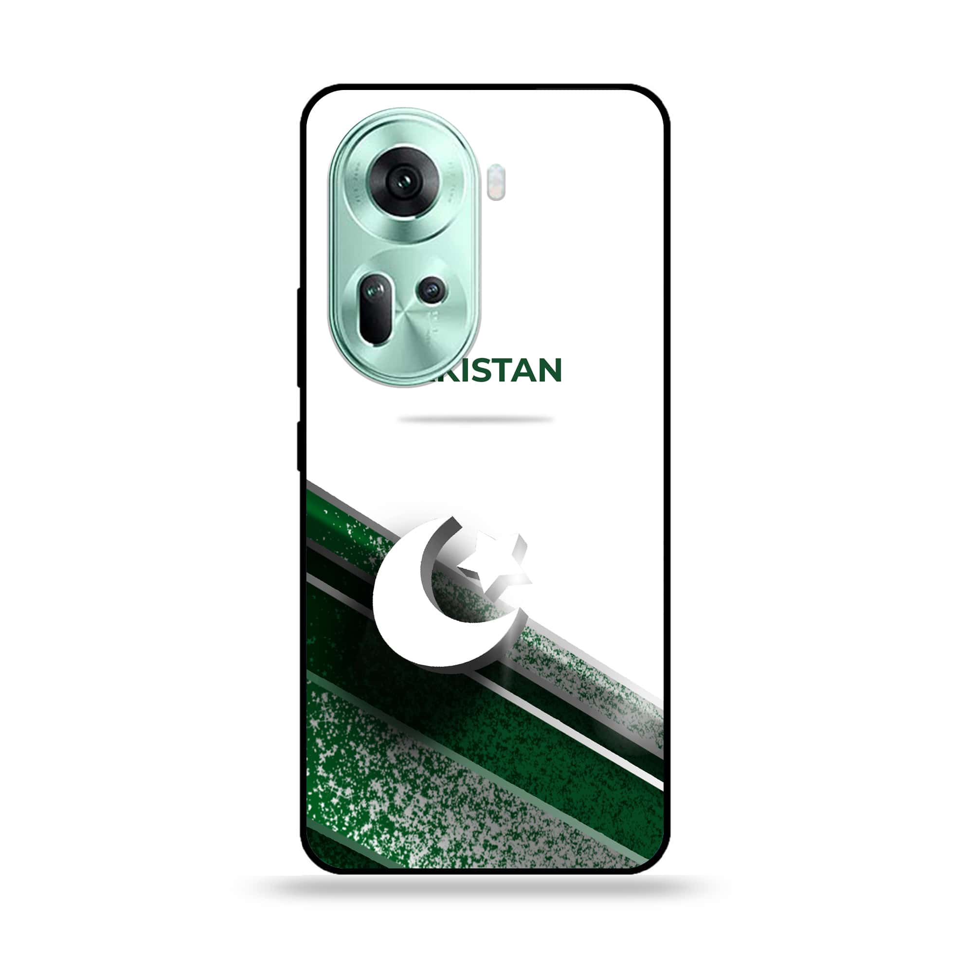 Oppo Reno 11 5G - Pakistani Flag Series - Premium Printed Glass soft Bumper shock Proof Case