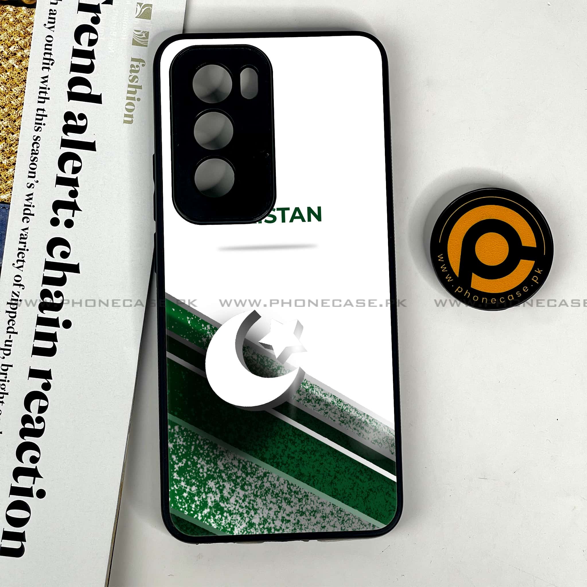 Oppo Reno 12 5G - Pakistani Flag Series - Premium Printed Glass soft Bumper shock Proof Case