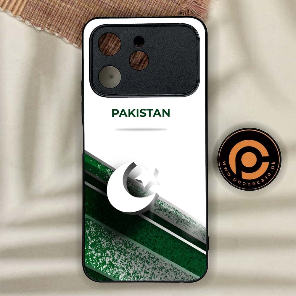 Tecno Spark 40 - Pakistani Flag Series - Premium Metal Printed soft Bumper shock Proof Case