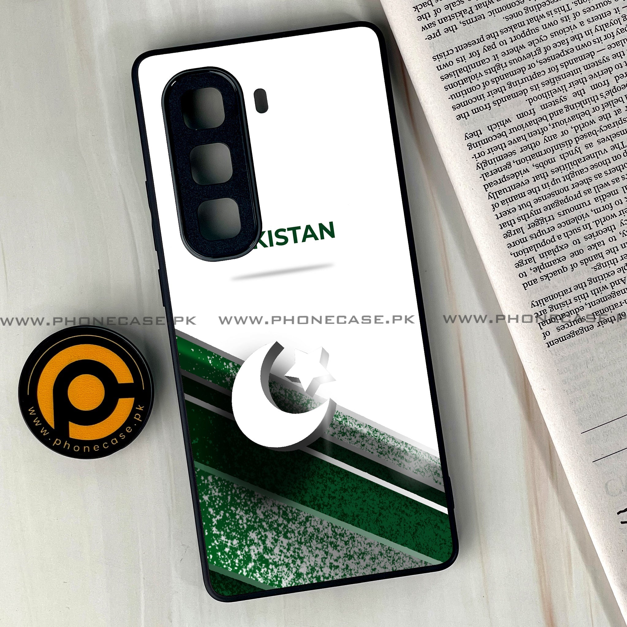 Infinix Hot 60 Pro Plus - Pakistani Flag Series - Premium Metal Printed soft Bumper shock Proof Case
