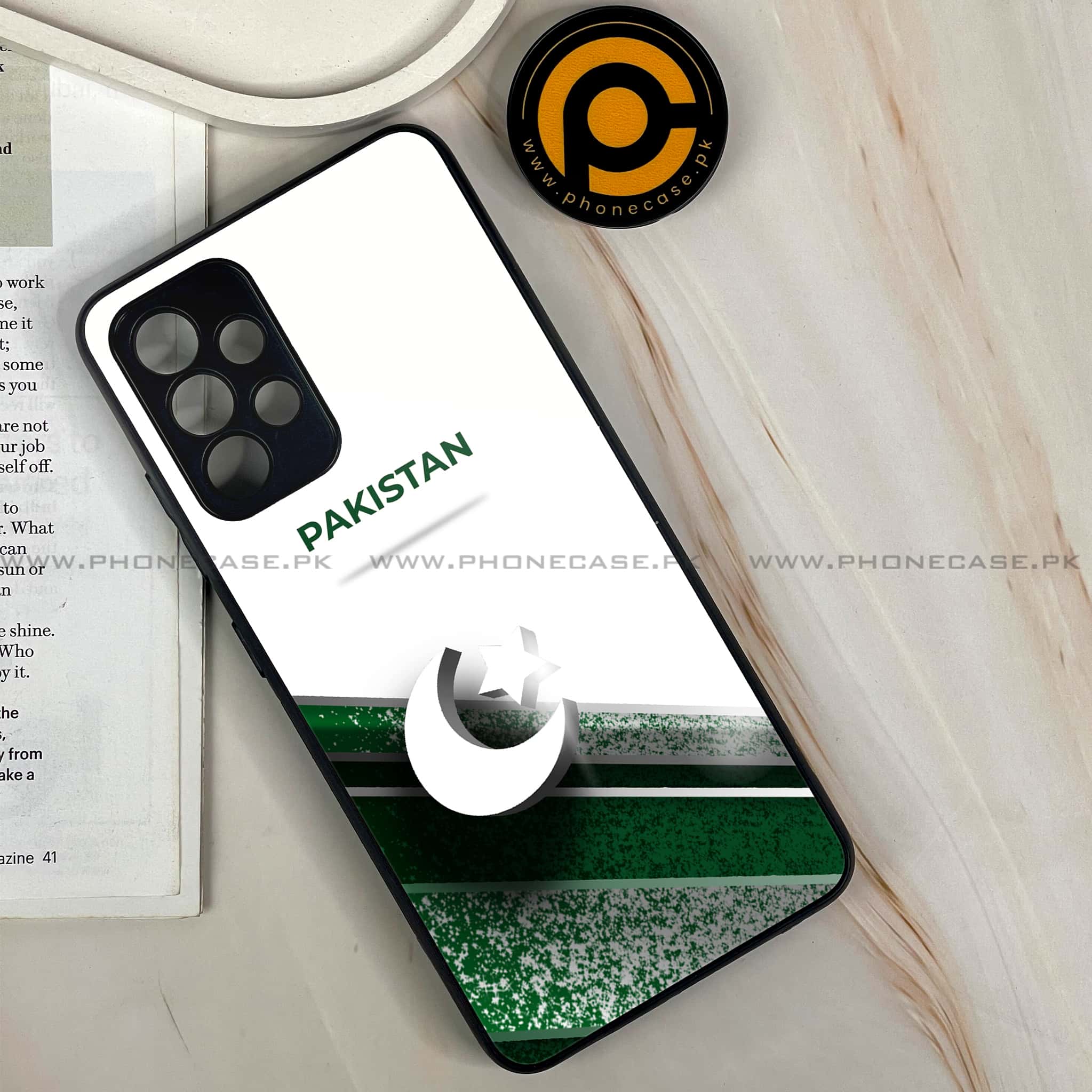 Samsung Galaxy A32 4G - Pakistani Flag Series - Premium Printed Glass soft Bumper shock Proof Case