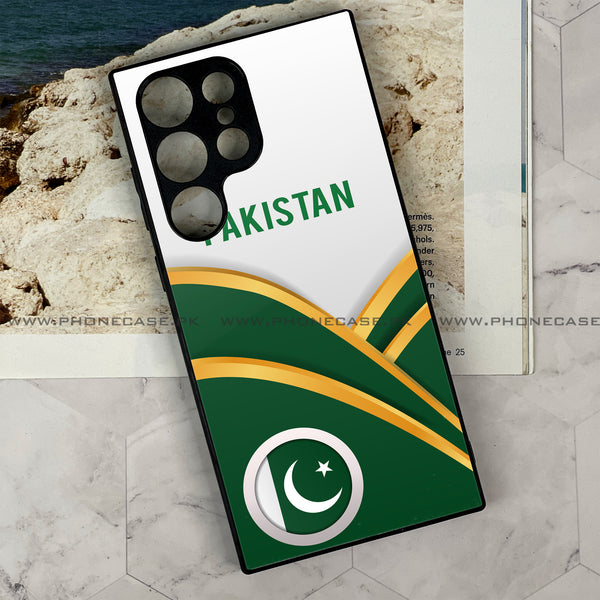 Samsung Galaxy S23 Ultra - Pakistani Flag Series - Premium Printed Glass soft Bumper shock Proof Case