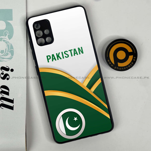 Samsung Galaxy A51 Pakistani Flag Series Premium Printed Glass soft Bumper shock Proof Case