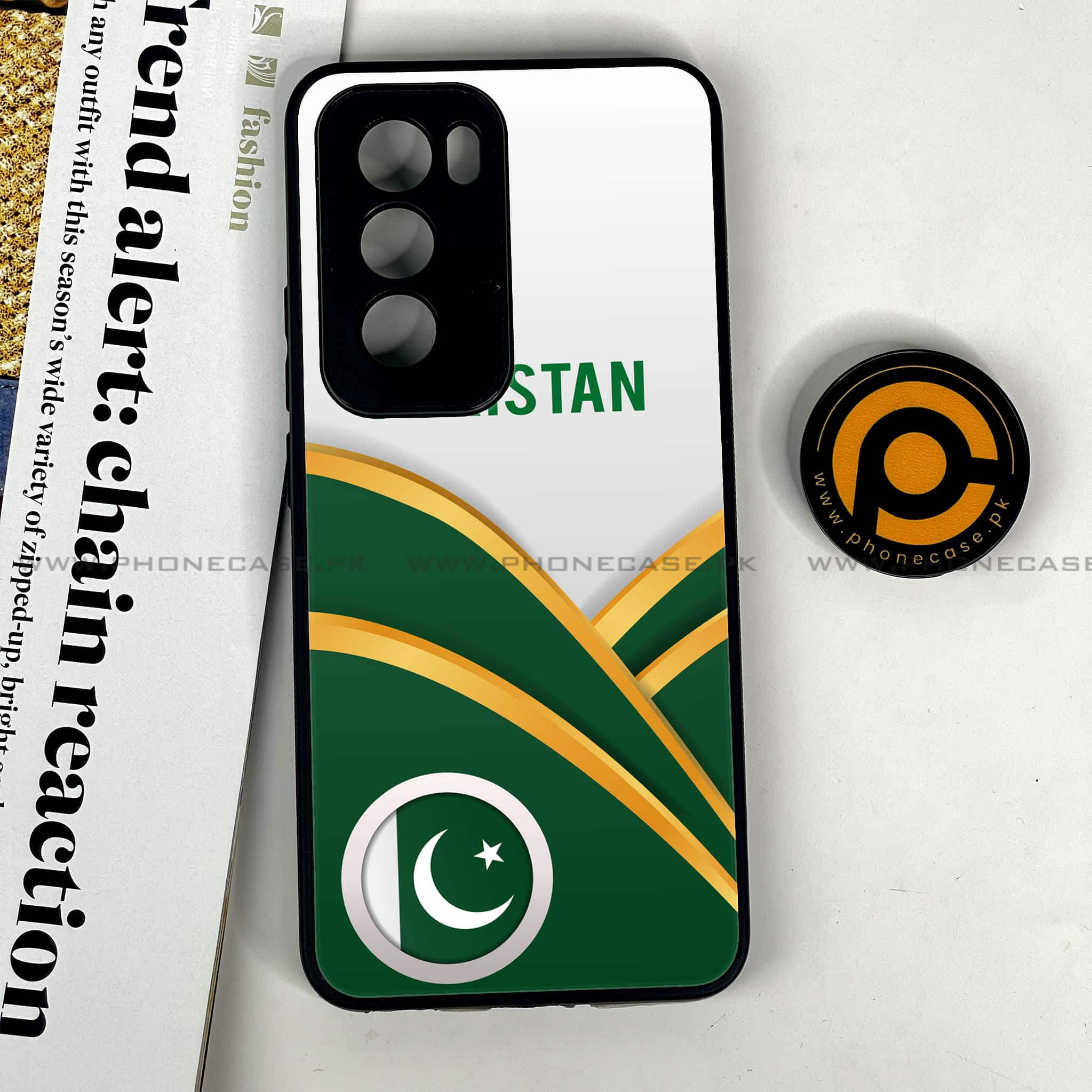 Oppo Reno 12 5G - Pakistani Flag Series - Premium Printed Glass soft Bumper shock Proof Case