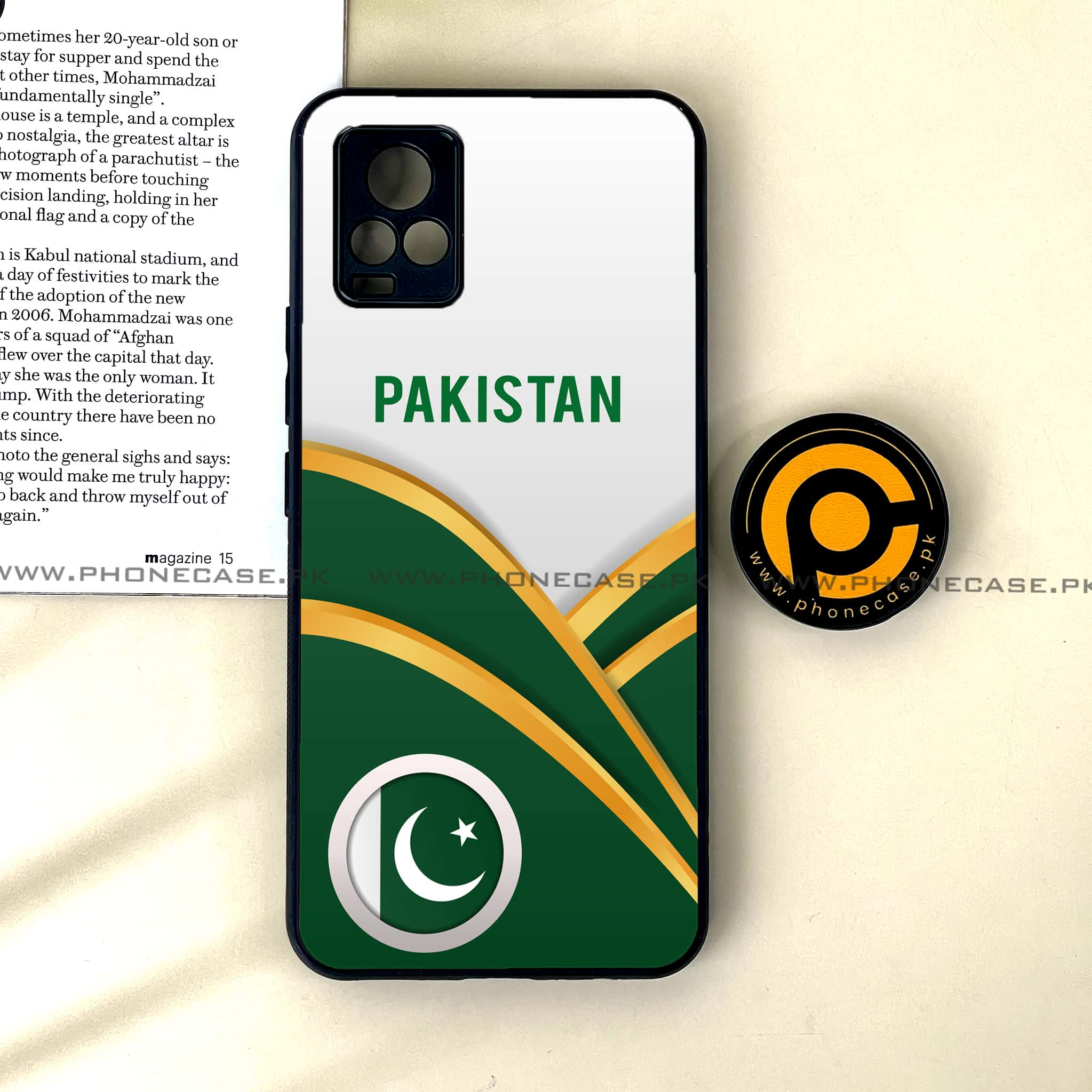 Vivo V20 - Pakistani Flag Series - Premium Printed Glass soft Bumper shock Proof Case