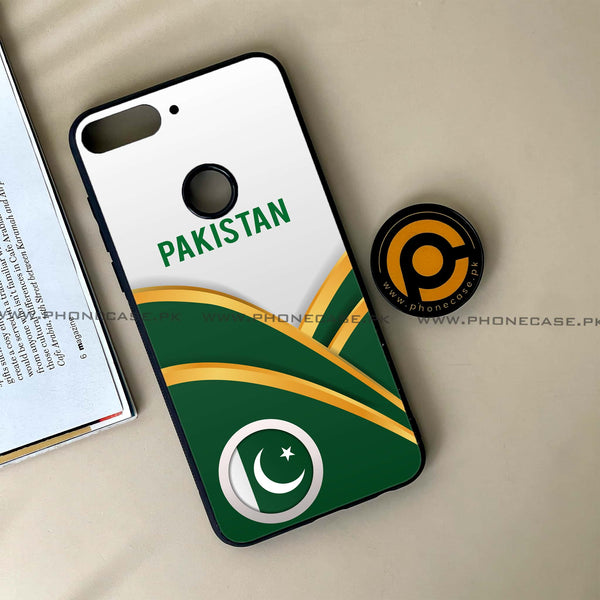 Huawei Y7 Prime (2018) -  Pakistani Flag Series - Premium Printed Glass soft Bumper shock Proof Case