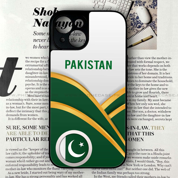 iPhone 13 - Pakistani Flag Series - Premium Printed Glass soft Bumper shock Proof Case