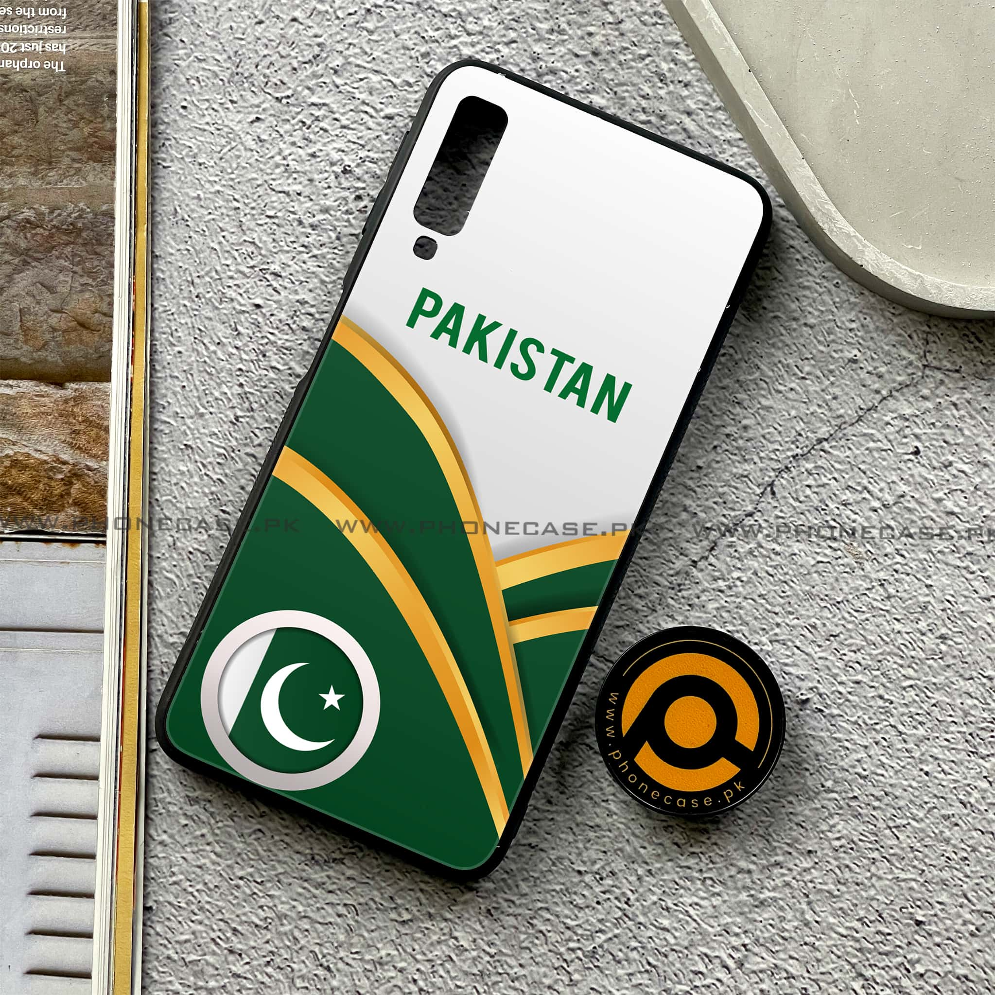 Galaxy A7 2018 - Pakistani Flag Series - Premium Printed Metal soft Bumper shock Proof Case