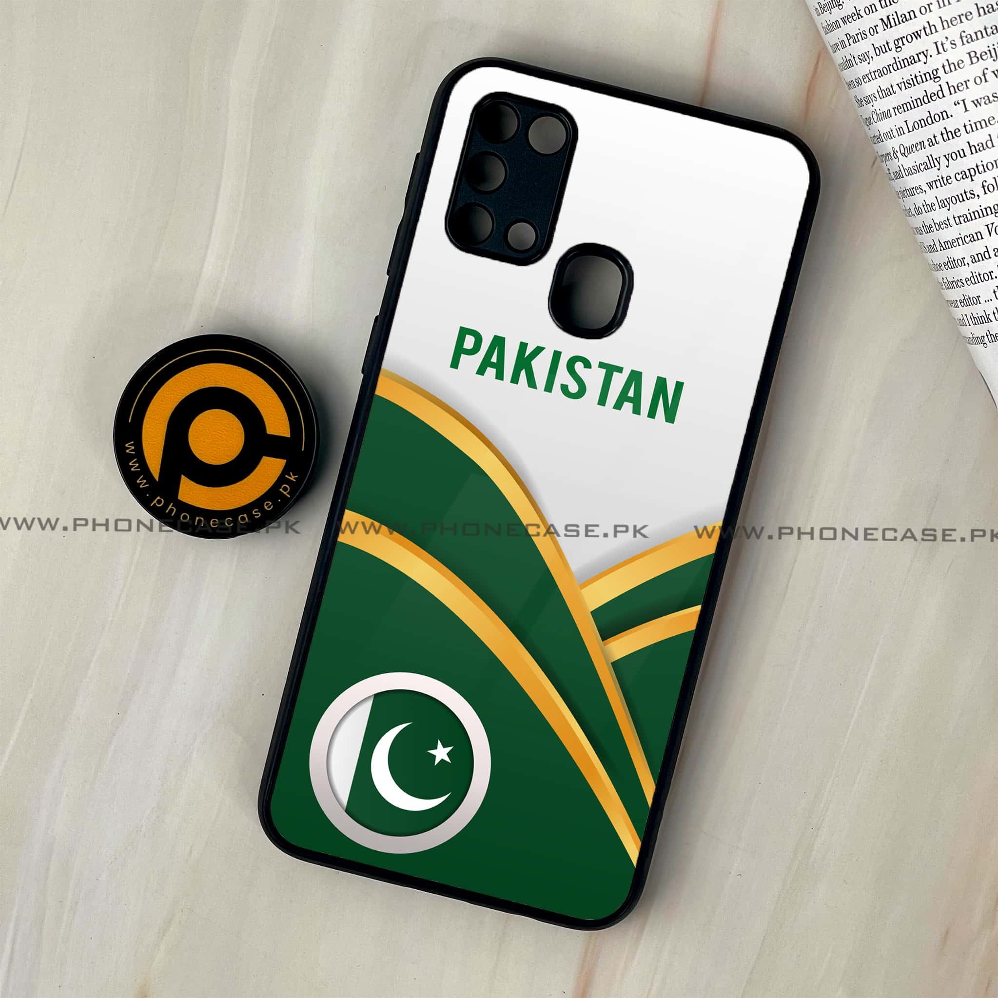 Galaxy M31 - Pakistani Flag Series - Premium Printed Glass soft Bumper shock Proof Case