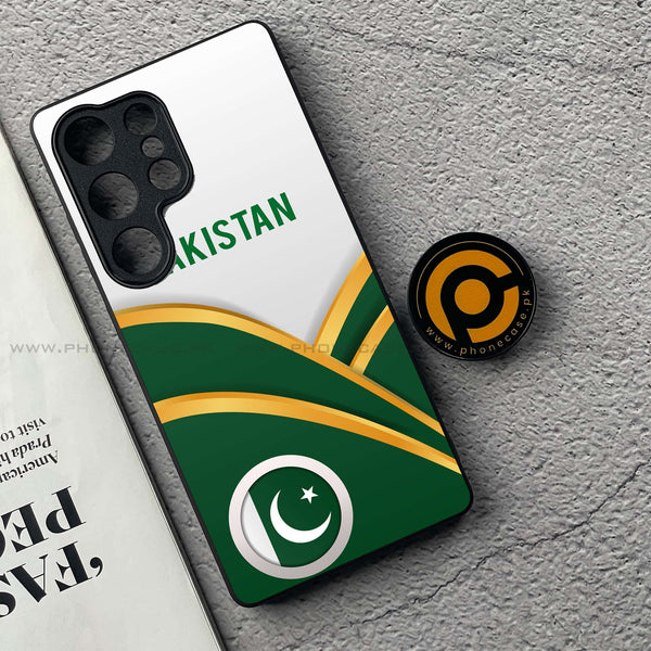 Samsung Galaxy S25 Ultra - Pakistani Flag Series - Premium Printed Glass soft Bumper shock Proof Case